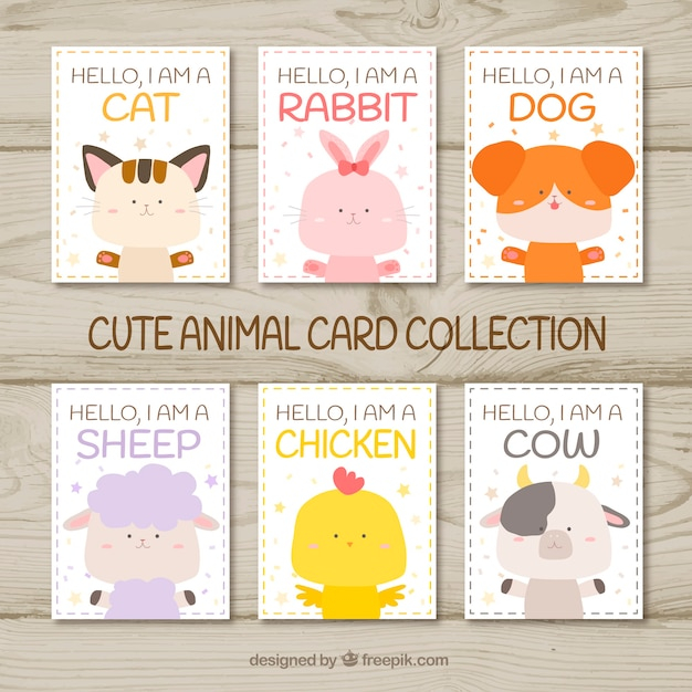 Fun set of cards with happy animals