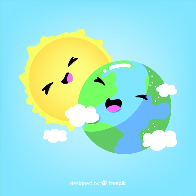 Funny background of earth and sun