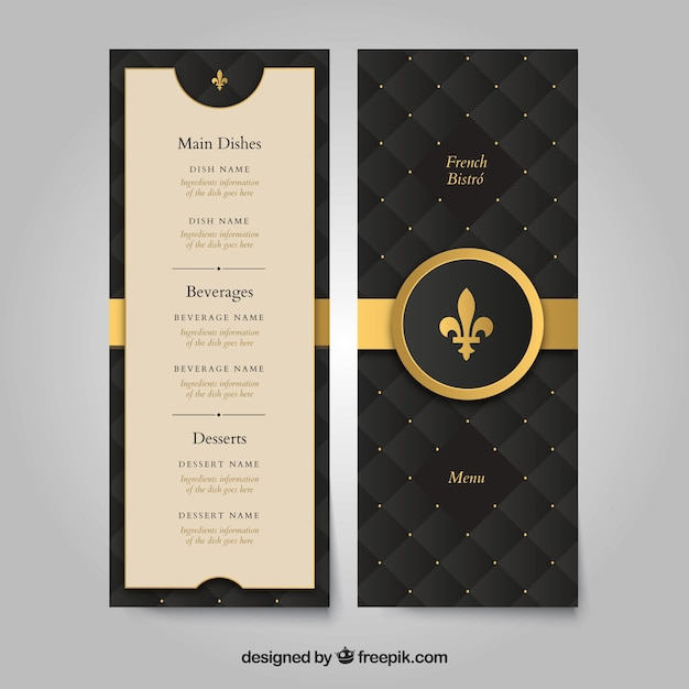 Golden menu template with classic style