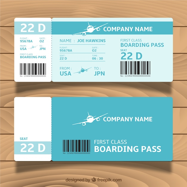 Great blue boarding pass template
