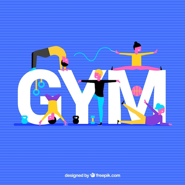 Gym background with colorful people 