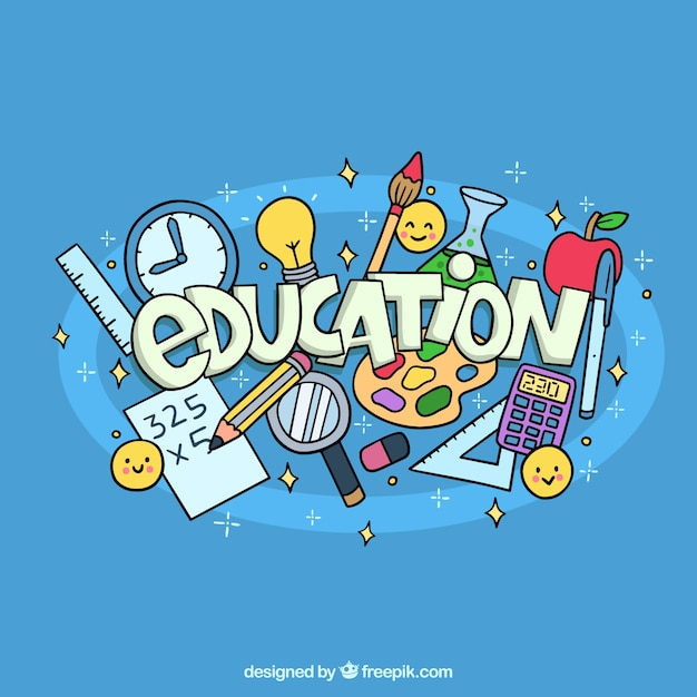 Hand drawn education background with elements
