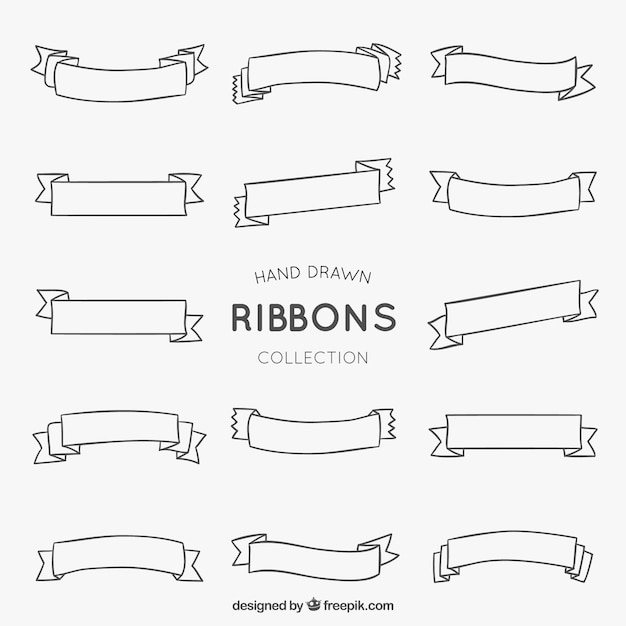 Hand drawn simple ribbon collection