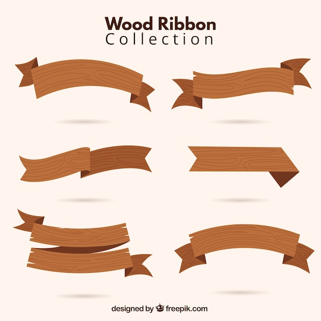 Hand drawn wooden ribbons signs 