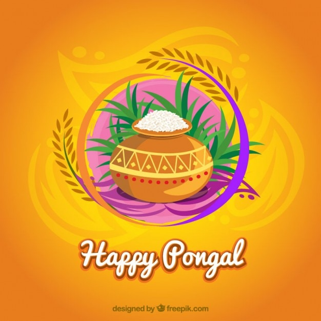 Happy Pongal background in colorful style
