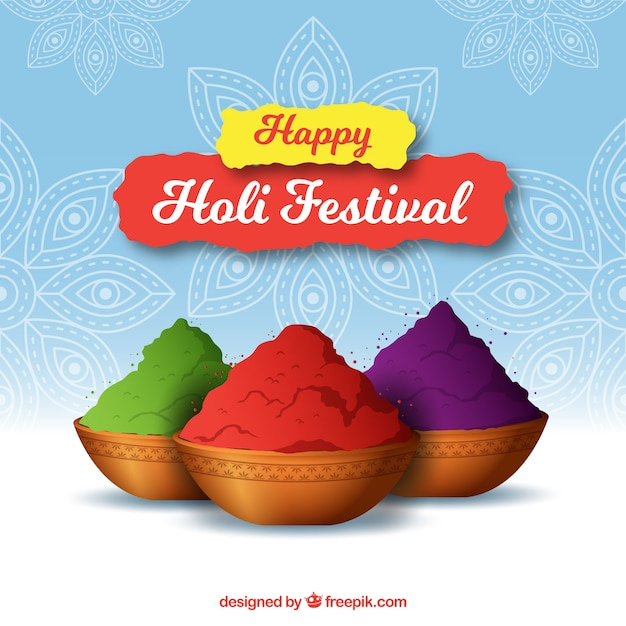 Holi festival background with colors