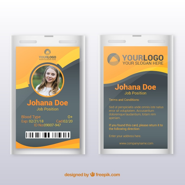 Id card template with flat design