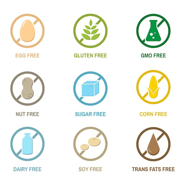 Illustration of food allergy icons isolated 