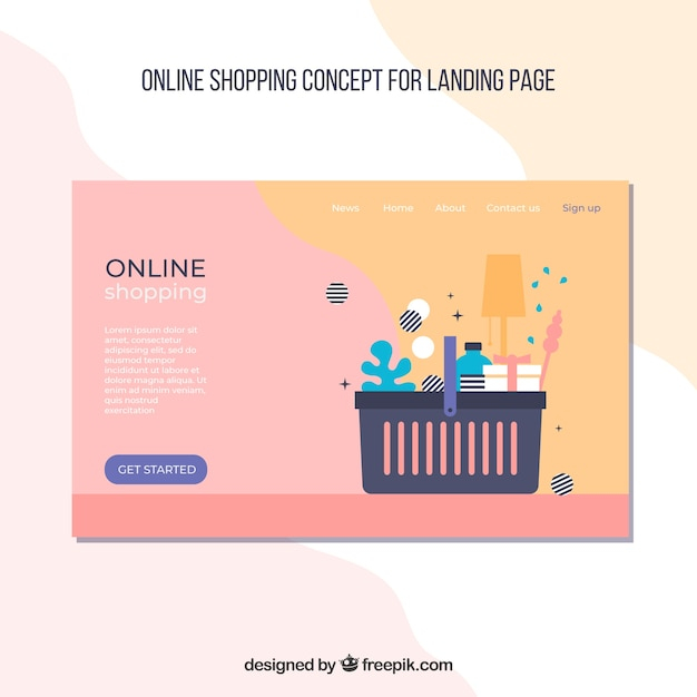 Landing page template with shopping concept 
