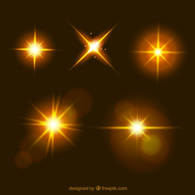 Lens flare collection in golden color