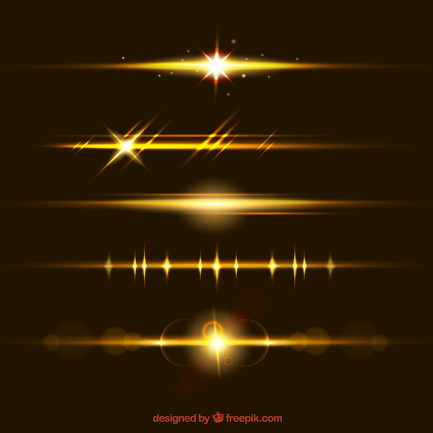 Lens flare dividers collection in golden color
