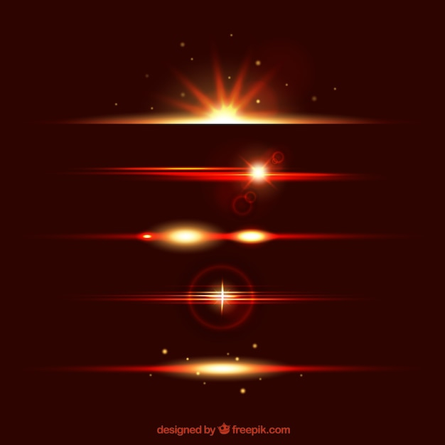 Lens flare dividers collection in red color