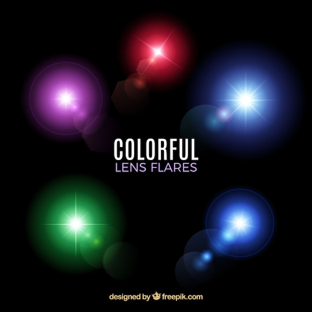 Lens flares collection in colorful style