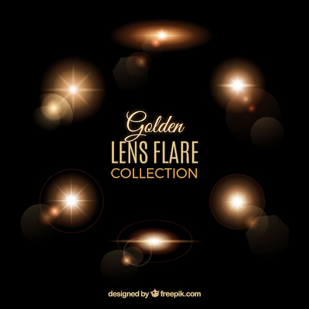 Lens flares collection in golden style