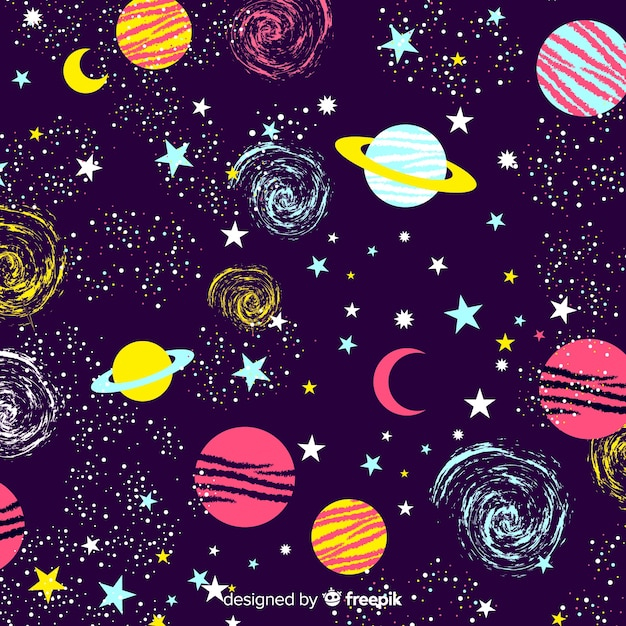 Lovely hand drawn galaxy background