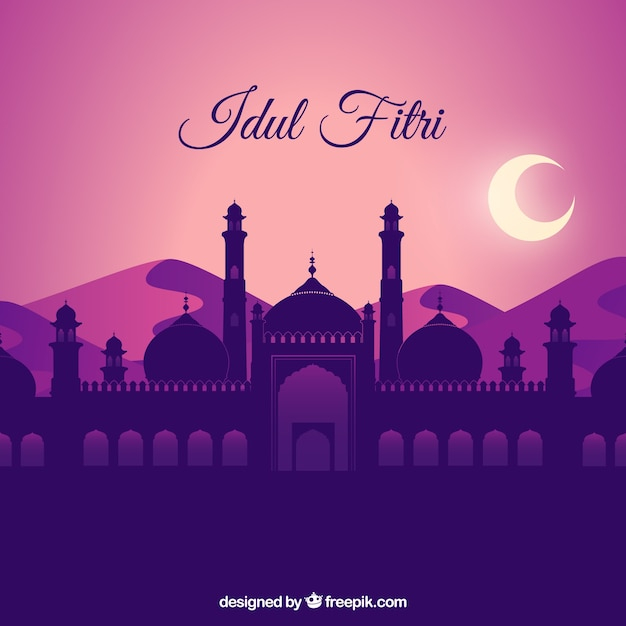 Lovely idul fitri background with flat design