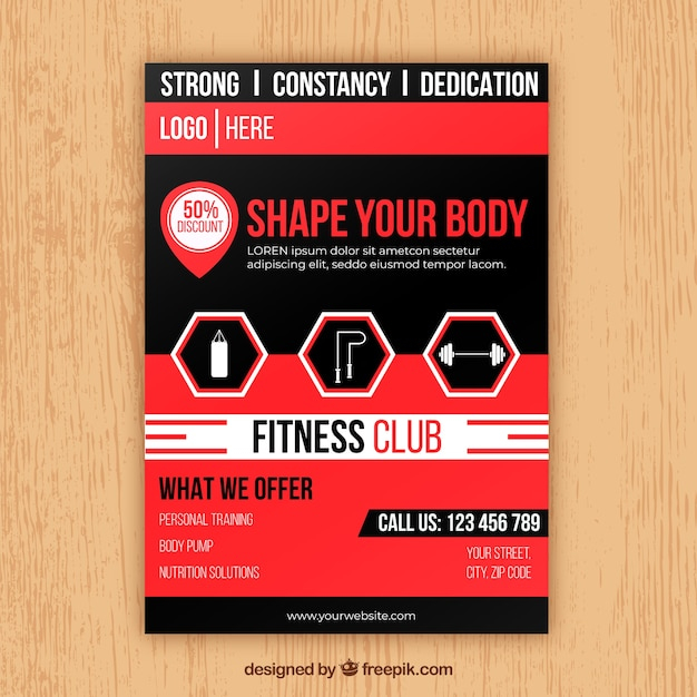 Modern gym flyer template with abstract style