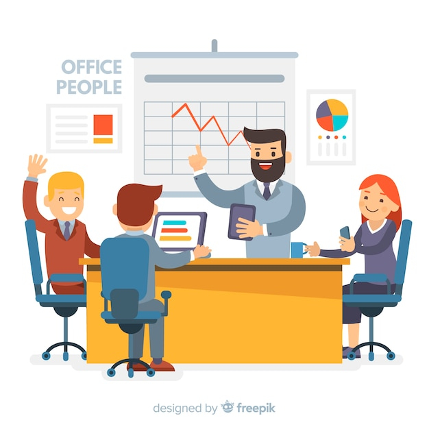 Modern office people composition with flat design