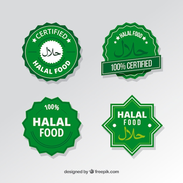 Modern set of halal food labels with flat design