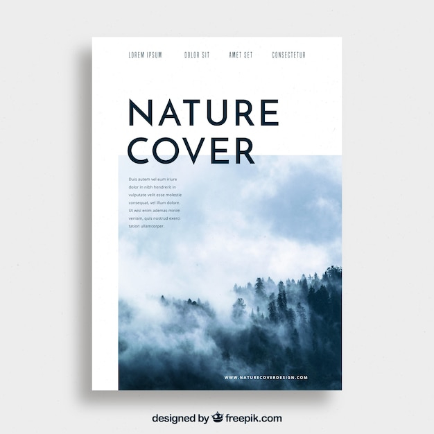 Nature magazine cover template with photo