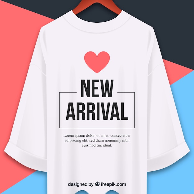 New arrival composition with realistic t-shirt