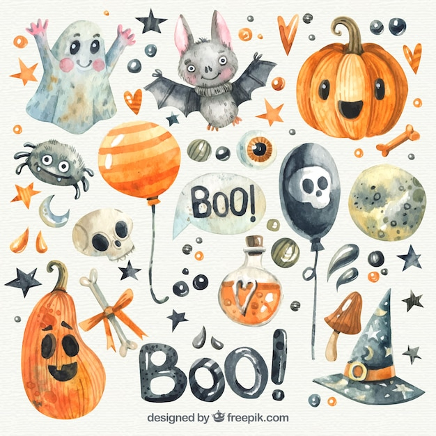 Nice watercolor halloween collection