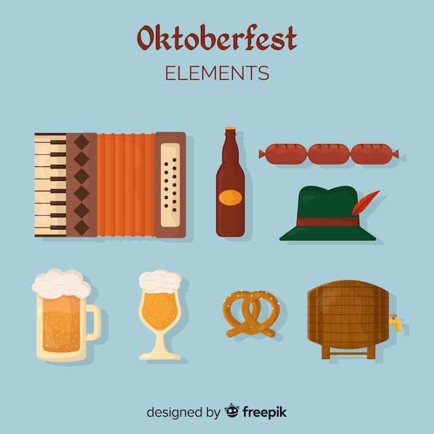 Oktoberfest classic element collection with flat design
