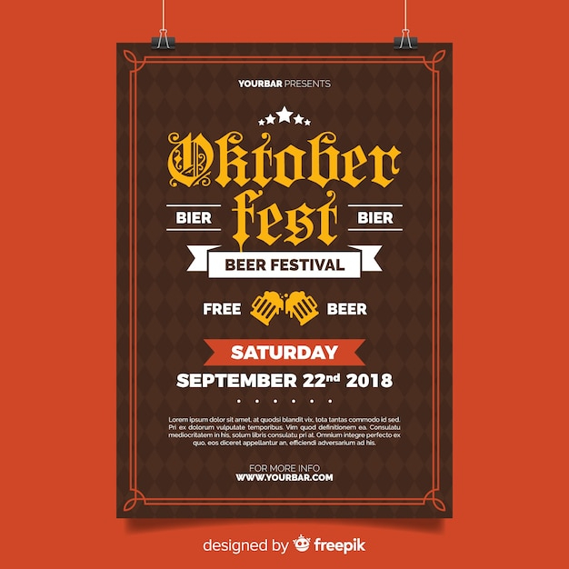 Oktoberfest poster template with flat design