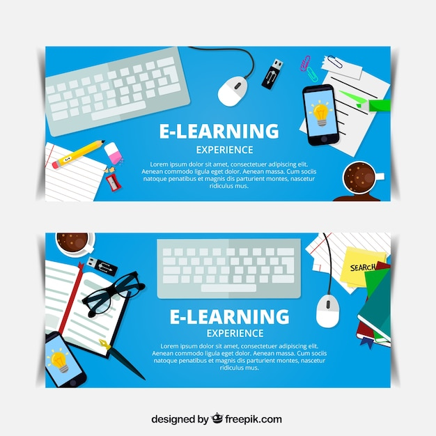 Online learning banners with decorative items