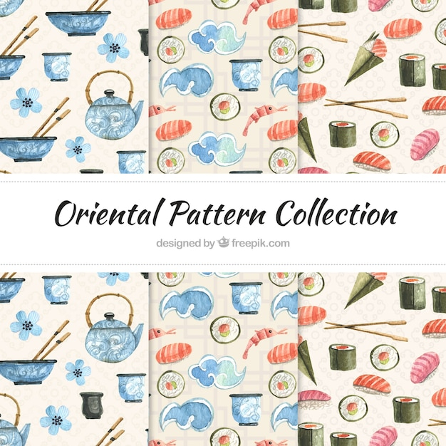 Oriental watercolor patterns