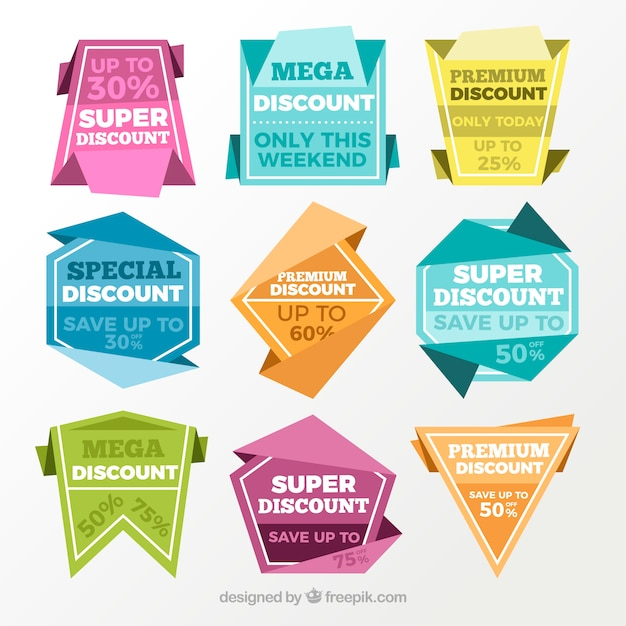 Origami discount sticker pack of nine