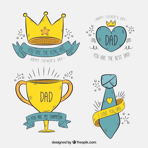 Pack of father's day hand-drawn stickers 