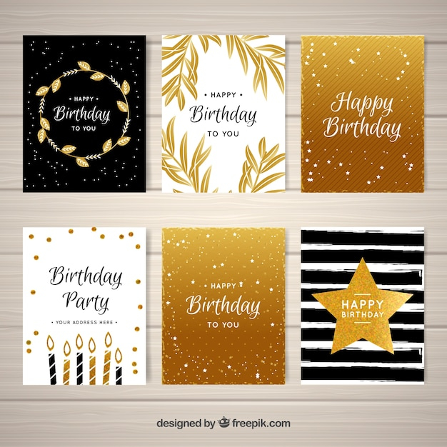 Pack of golden birthday greetings