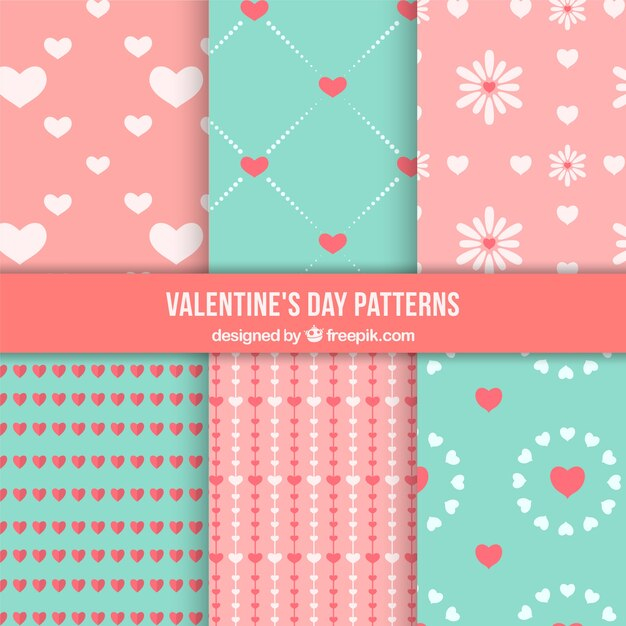 Patterns for valentine's day in pastel colors