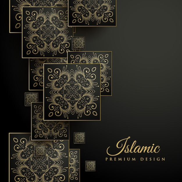 Premium islamic background with floral square mandalas
