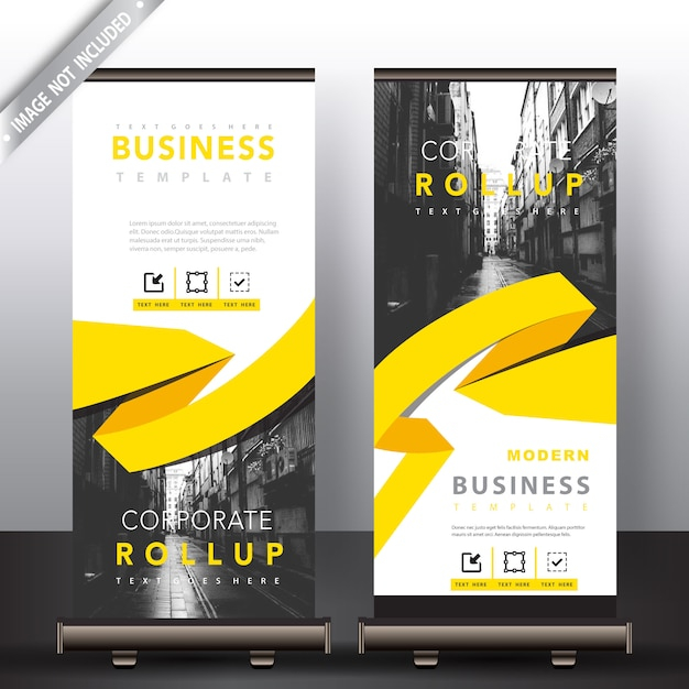  roll up banner with yellow ribbon detailed