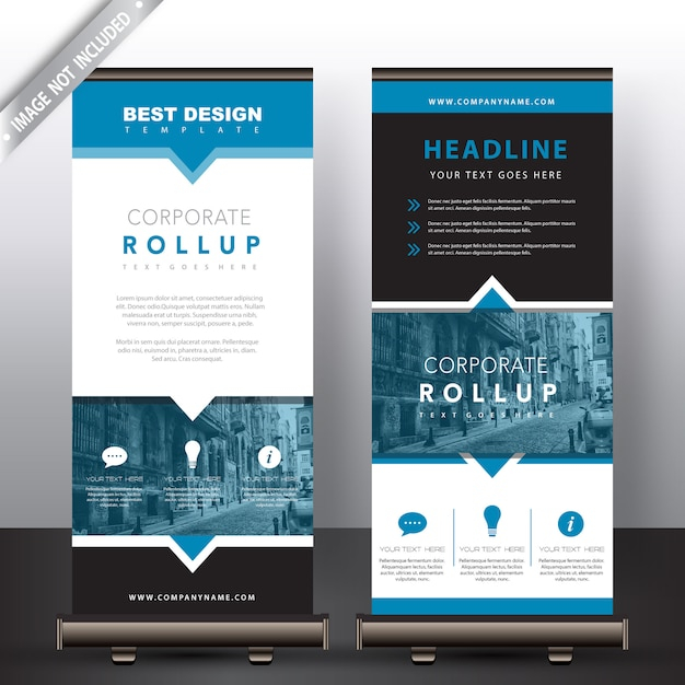 roll up banners in blue detailed