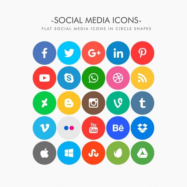 Round social media icons pack