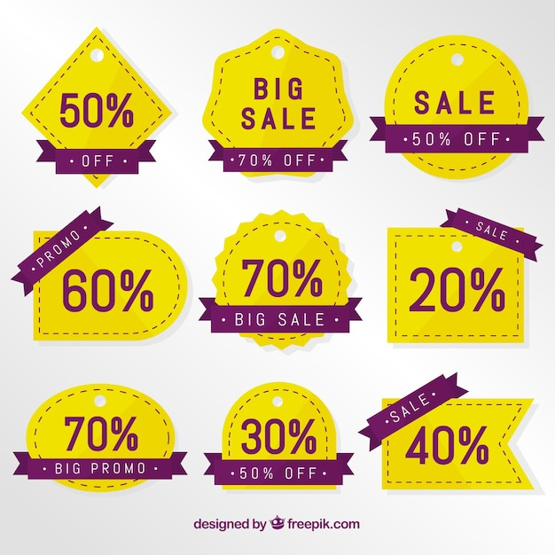 Sale labels with flat design