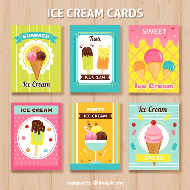Selection of great summer cards with different ice creams