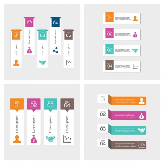 Set of colored infographic banners