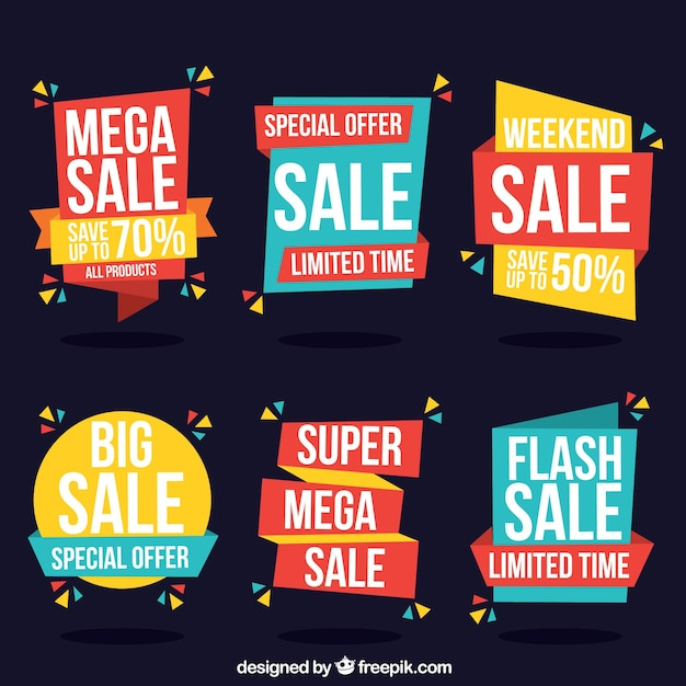 Set of modern discount stickers