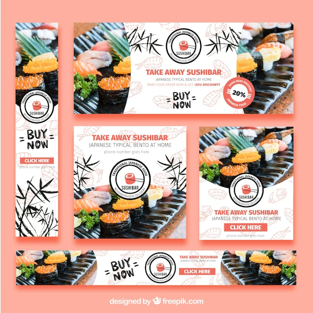 Set of sushi restaurant banners