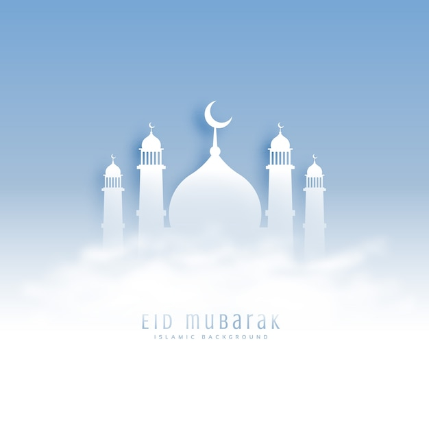 Simple eid mubarak design with mosque