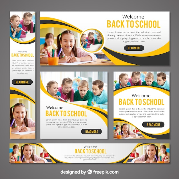 Stationery set of back to school banners
