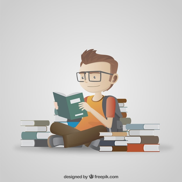 Student Reading Illustration