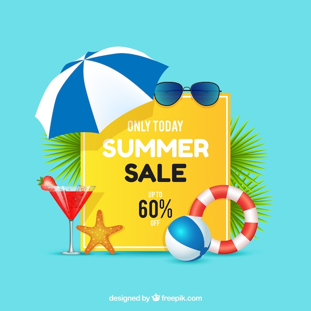 Summer sale with realistic style