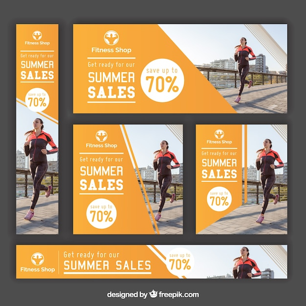 Summer sales fitness banners set
