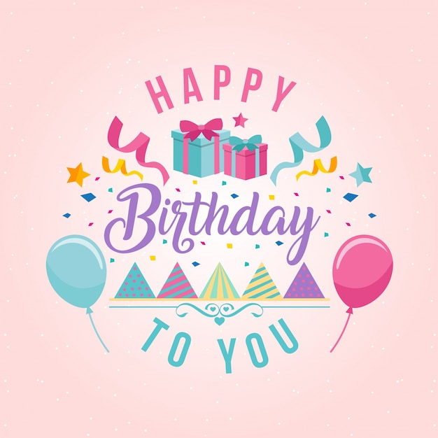 Surprise Theme Happy Birthday Card Illustration 