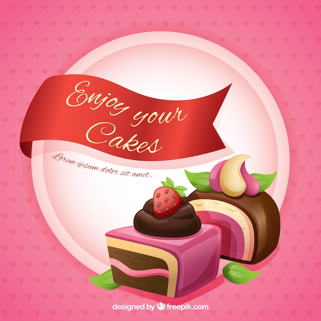 Tasty cake background in realistic style